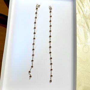 SILVER with BROWN CRYSTAL beads ANKLETS